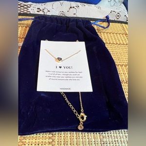 Tiny Gold Initial Heart Necklace Jewelry New